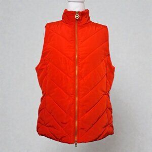 Michael Kors Size Large (10-12) Bright Ruby Red Quilted Sleeveless Puffer Jacket